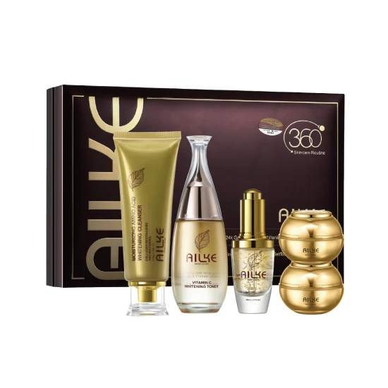 Ailke Whitening 24K Crema de colágeno Belleza Limpiador facial Tónico y suero 5 juegos Cosméticos Productos para el cuidado de la piel