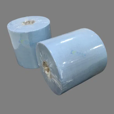 Papel de limpieza libre de polvo no tejido azul del recinto limpio de Rolls de papel Airlaid para la limpieza automática